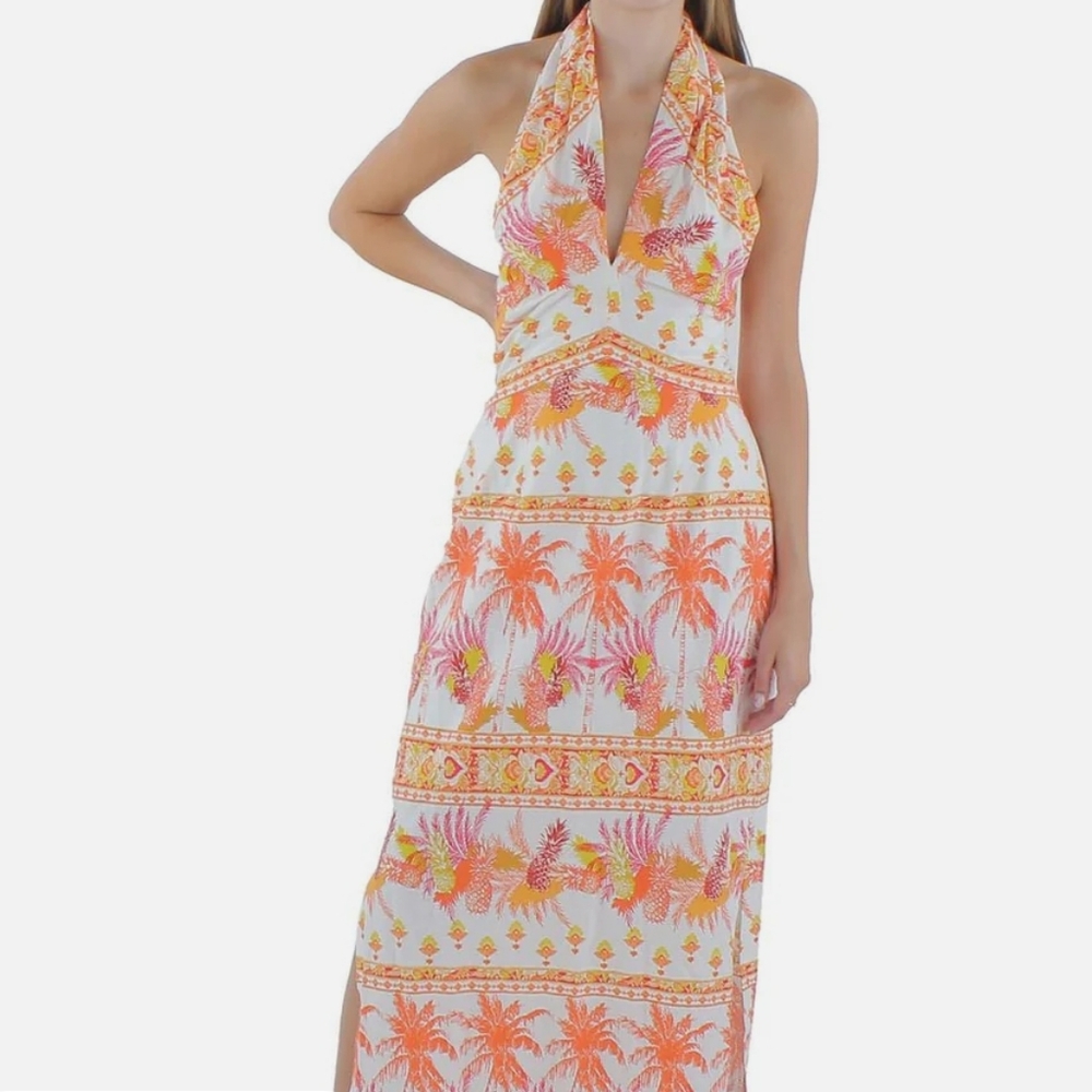 Taylor Cotton Printed Halter Dress - Picture 2 of 3